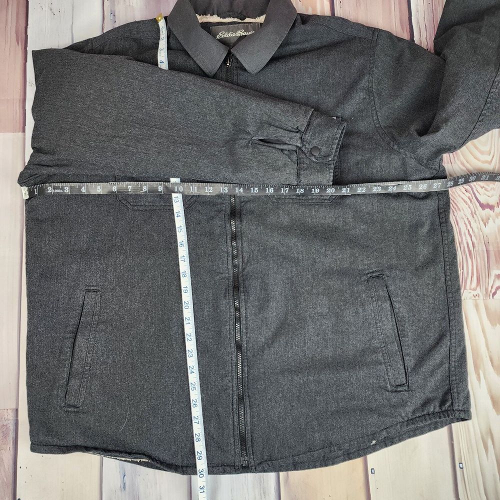 Eddie Bauer Outdoor Mens 2XL Zip Up Charcoal Faux Fur Lined Jacket Pockets‎ Warm - Picture 16 of 16